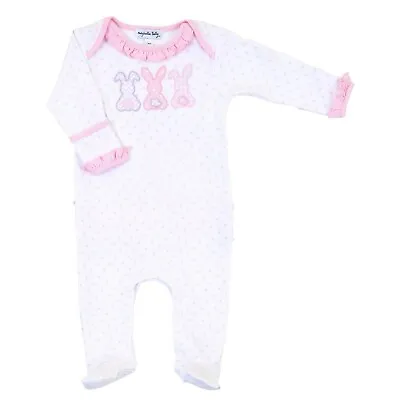 Magnolia Baby Girls BUNNY TRIO Ruffle Footie Pink Size PREEMIE NEW • $25