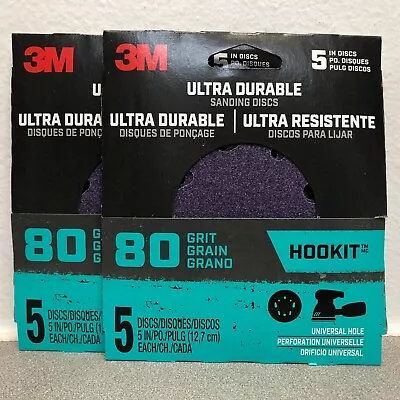 $9.79 • Buy 3M Ultra Durable 5  Ceramic Hook And Loop Sanding Disc 80 Grit Fine 2 - 5 Packs