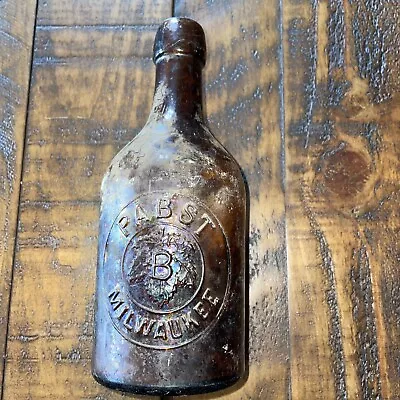 Antique Amber Pabst  Milwaukee Blob Top  Embossed Beer Bottle • $25