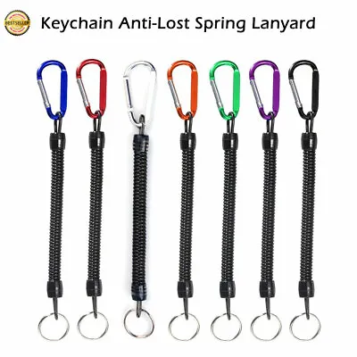 New Elastic Spiral Spring Coil Strap Rope Lanyard Key Chain • £3.19