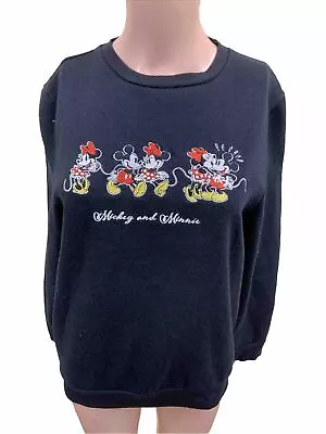 Disney Black Mickey & Minnie Mouse Jumper - UK Ladies Size S • £4.50