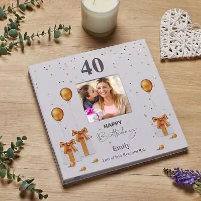 Personalised 40th Birthday Photo Album Linen Cover With Gold Balloons LLPA-22 • £25.99