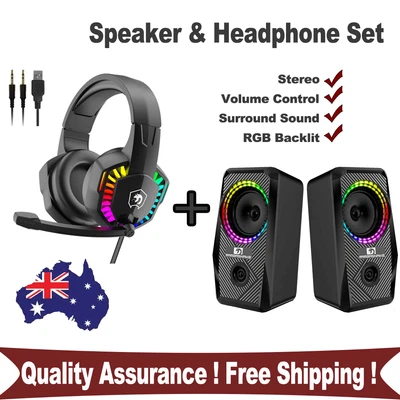 $30.99 • Buy 3.5mmWired Gaming Headphones With Mic For PS5&2.0 Channel PC Stereo RGB Speaker 