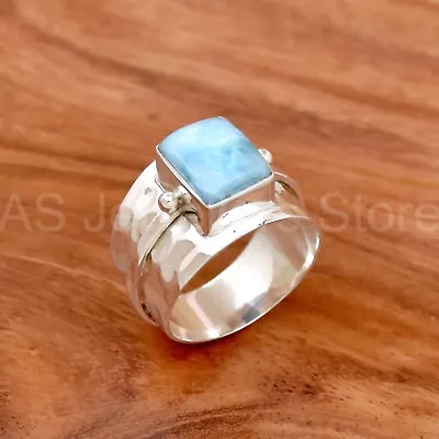 925 Sterling Silver Ring Unisex Ring Larimar Ring Indian Jewelry Dainty Ring • $30