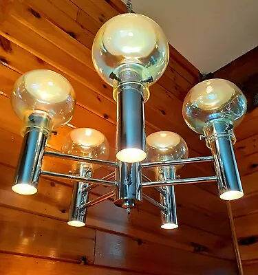 Vintage 1960's-70's MCM Retro Atomic Space Age Sputnik Chrome Chandelier Light  • $902.50
