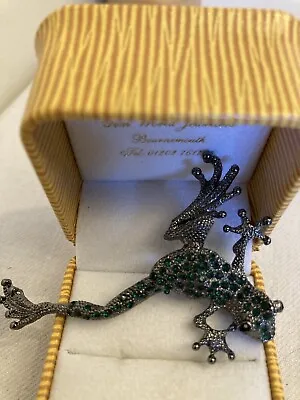 £11.99 • Buy Black Marcasite And Emerald-Tone Costume Jewellery Leaping Frog Brooch
