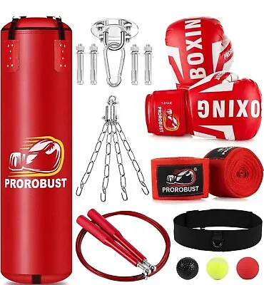 Prorobust Punching Bag For Adults 4ft PU Heavy Boxing Bag Set • $22