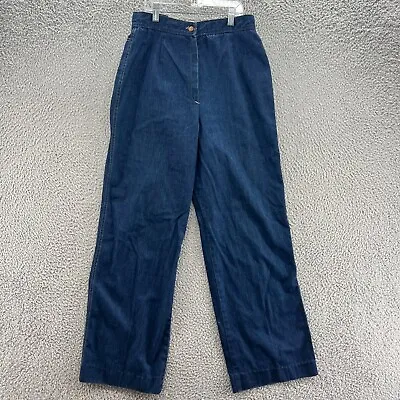 Vintage Sears Jeans Womens 12 High Rise Loose Fit Wide Leg Pants Dark Wash 80s • $24.14
