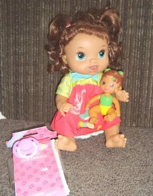 Baby Alive Hasbro 2011 Brunette Doll With Accessories PACIFIER DIAPERS DOLL EUC • $37.97