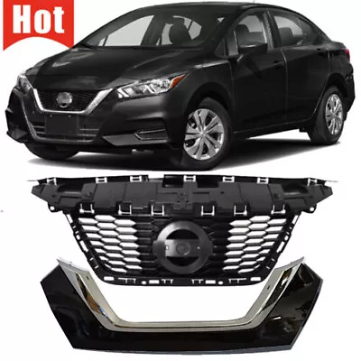 For Nissan Versa S Sedan 2020-2022 Front Upper Grille W/Chrome Lower Trim 2pcs • $87