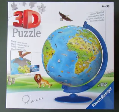 $9.99 • Buy Ravensburger Children's World Globe 187 Pieces 3D Puzzle With Stand NEW