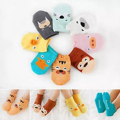 Baby Boys Girls Toddler Ankle Socks Cartoon Animal Anti Slip Cotton Socks Fill • £2.50