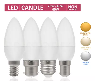 E14 40w LED Small Screw Daylight 60w E27 B15 B22 Bayonet Bulbs 25w Candle Screw • £6.99