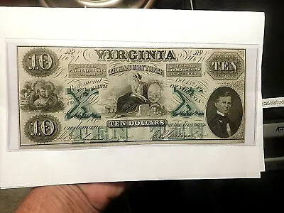 Crisp 1862 $10 Ten Dollar Virginia Treasury Note....Oct. 15th • $155