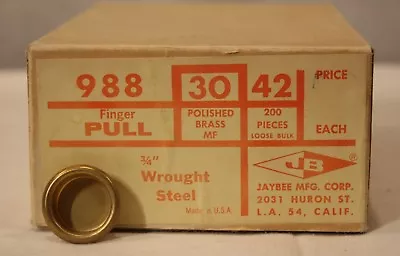 Vintage Jaybee Mfg Hardware Set Of 4 Finger Pulls 3/4  Polished Brass #9883042  • $2.99