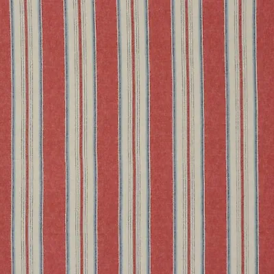 Linwood Club Stripe Warwickshire Fabric Red Linen Cotton Curtains Upholstery • £1.99