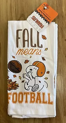 Peanuts Snoopy Fall Means Footballs Autum Leaves Kitchen Towel Set Of 2 NEW • $12.95