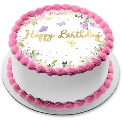 Butterfly Flower Cake Topper Party Decoration Edible Birthday Gift Celebration • £6.49