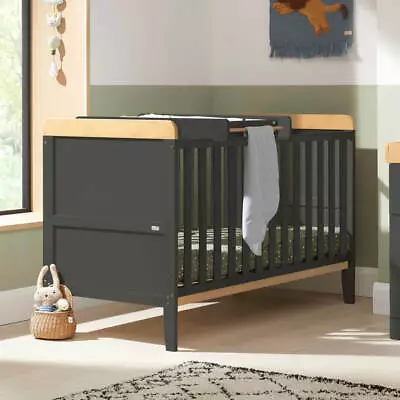 Tutti Bambini Rio Cot Bed In Slate & Oak With Cot Top Changer And Mattress • £209.95