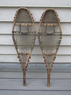 BEAUTIFUL Old Vintage Wooden Indian Handmade Snowshoes 30  Long X 9  Wide • $149.99