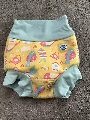 Splash About Happy Nappy X-Large 1-2 Years Yellow Pink Birds Swimming Nappy Swim • £5