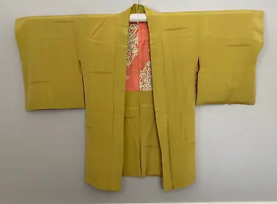 Vintage Japanese Silk Handmade Gold Haori Jacket • $29.95