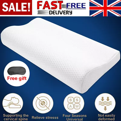 Memory Foam Pillow Contour Neck Back Support Orthopaedic Firm Head Pillows White • £8.99