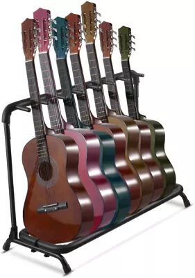 New Round Tube 7 Folding Multi Guitar Holder Rack Stand • $29.98