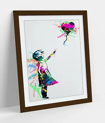 Banksy Balloon Girl Rainbow Splash Art -framed Wall Art Picture Print • £14.99