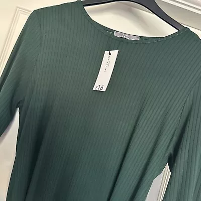 Ladies Ribbed Green Maternity Dress Size 18 • £2.50