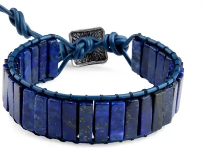 Stone Friendship Dark Blue Lapis Lazuli Leather Wrap Bracelet - Several Colors • $12.99