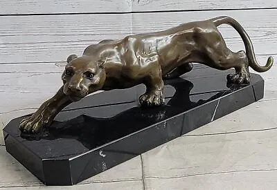 Mountain Lion Genuine Bronze Sculpture Handcrafted By Barye Statue Art Gift NR • $251.40