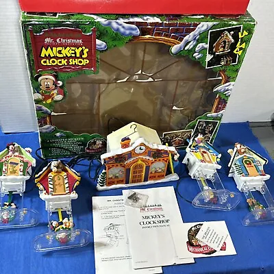 Mr. Christmas Mickey's Clock Shop Set Animated Lights Up Musical W/Box Works • $110