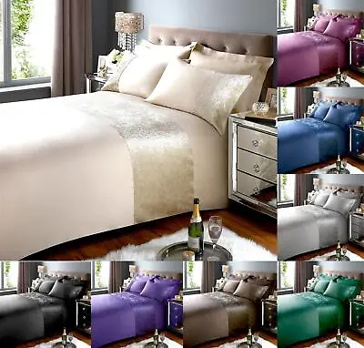£5.89 • Buy Micro Bed Set With A Crushed Velvet Band Duvet Cover Pillowcase Oxford Housewife