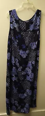 NWOT JM Collection Navy Blue Floral Sleeveless MAXI Dress Side Slit Size 1X • $34.95