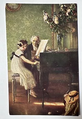 Vintage Harpsichord Lesson Postcard Girl Piano Square Grand Victorian Antique • $6.75