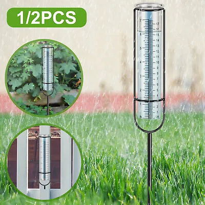 7 Inch Rain Gauge Outdoor Rain Gauge With Metal Tube Holder Clear Rain·h • £10.80