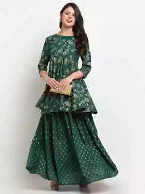 Women Bollywood Rayon Kurta Skirt Set Indian Designer Printed Tunic Kurti Dress • $82.76