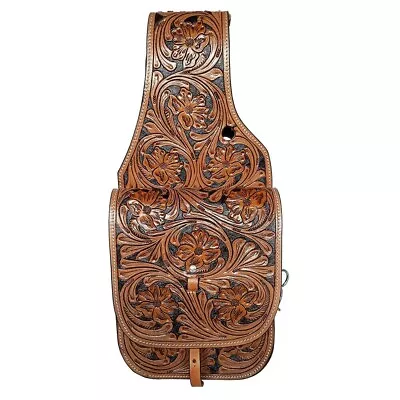 Vintage Handmade Carving Designer Premium Quality Leather Saddle Bag For Horse • $149