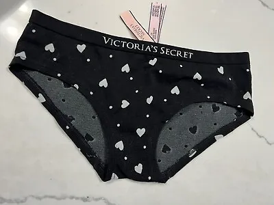 VICTORIAS SECRET Seamless Hiphugger Hipster Black Heart S Small New NWT • $13.99