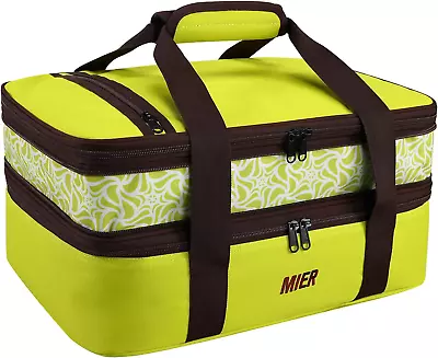 Insulated Double Casserole Carrier Bag Fits 9 X 13 Inch Baking Dish Grass Green • $47.25