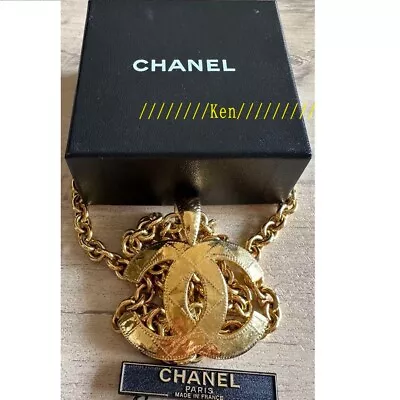 CHANEL Necklace AUTH Coco CC Pendant Choker Vintage Rare Gold 76cm 92P Logo F/S • $1686.07