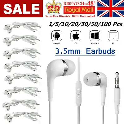 3.5mm In-Ear Earphone Bass Stereo Headphones Headset Earbuds With Microphone Lot • £2.85