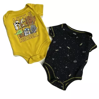 Star Wars One Piece 0-3M Lot Of 2 Little Rebel Tie And X-Wing Fighters Bodysuit • $6.30