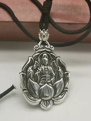 China Tibet Silver Amulet Pendant Tibetan Silver Guanyin Pendant Necklace • $8.99