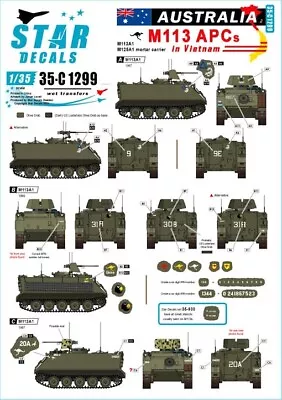 Star Decals 1/35 AUSTRALIA IN VIETNAM Part 2 M113 ARMORED PERSONNEL CARRIER • $6.99