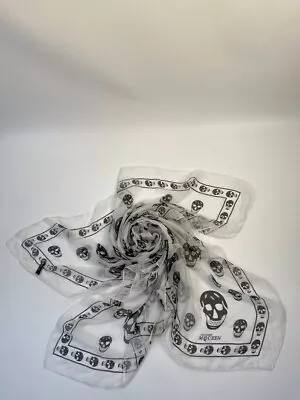 Alexander McQueen Silk Skull Shawl Scarf White • $70
