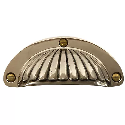 Ribbed Sea Shell Bin Pull In Brass • $4.94