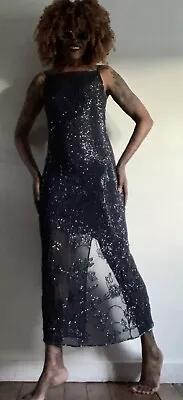 £99 • Buy After Six By Ronald Joyce Spaghetti Strap Sequins Embellished Long Dress Size:10