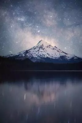 The Milky Way Over Lost Lake Mount Hood Oregon Photo Photograph Poster 24x36 • $14.98